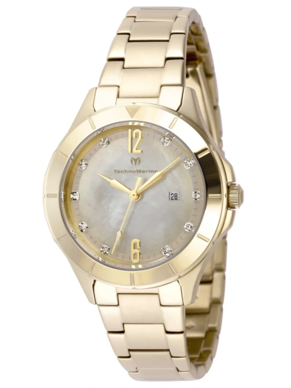 NEW Technomarine Gold Luna Tides Watch Mother of Pearl Dial 33mm TM-825001
